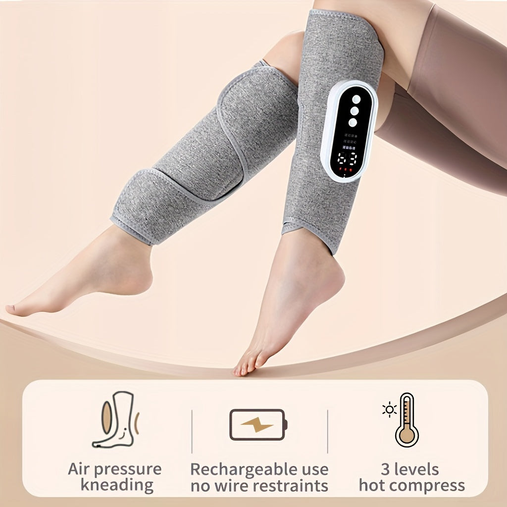 Cordless Air Compression Leg Massager with Heating Function(Grey)