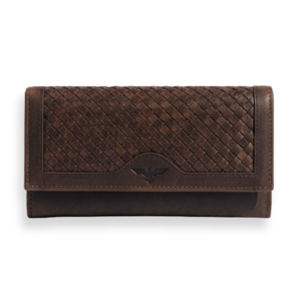 Cartera de Cuero Trenzado ( Café)