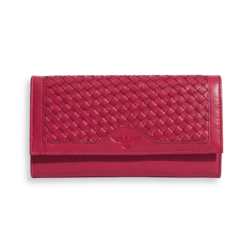 Cartera de Cuero Trenzado (Roja)