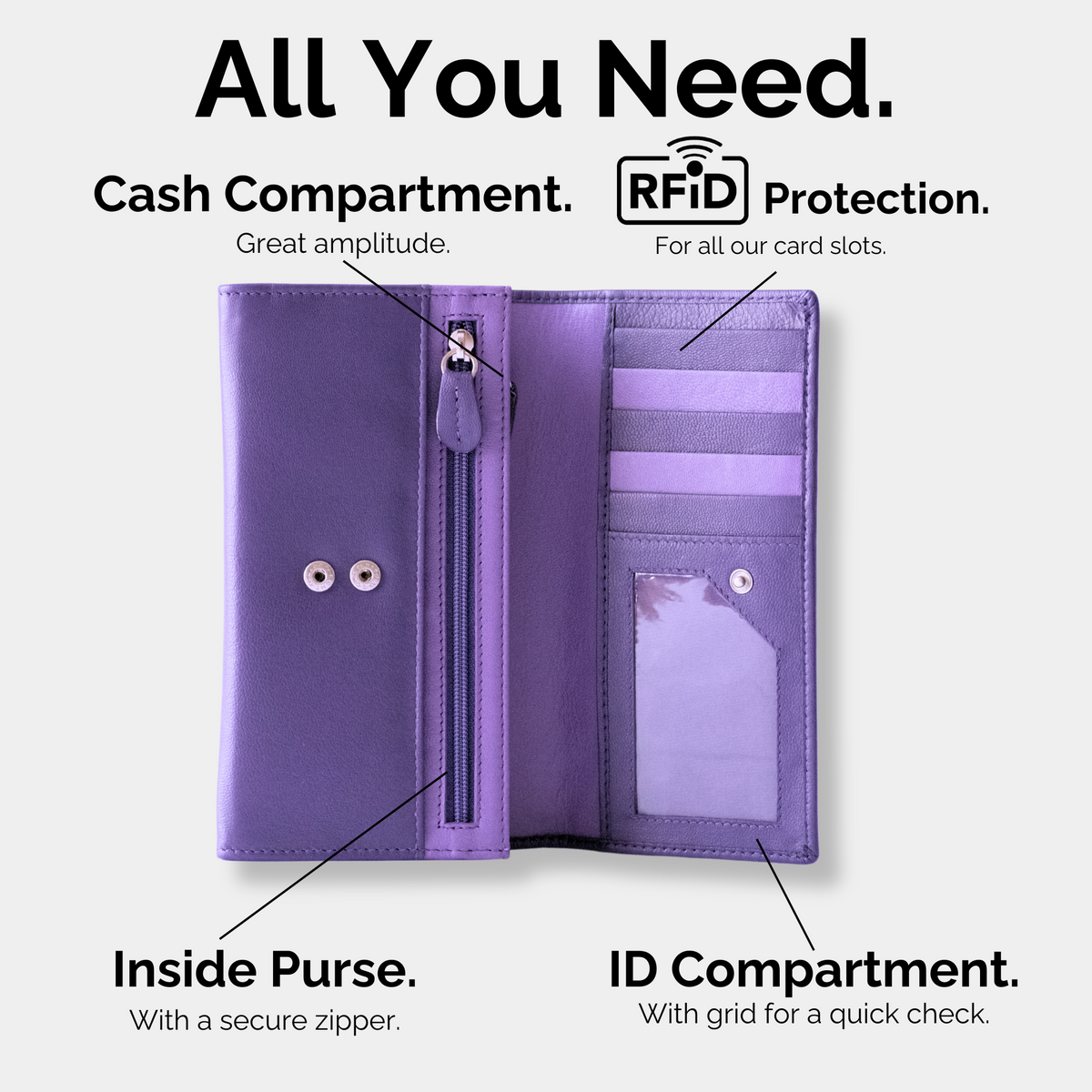 Cartera de Cuero  para Mujer – Modelo Violette – IULIUS