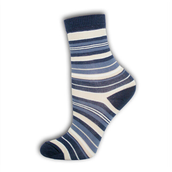 Kids ankle socks - Cotton ankle socks - 23-26 - Navy blue stripe - Evidence
