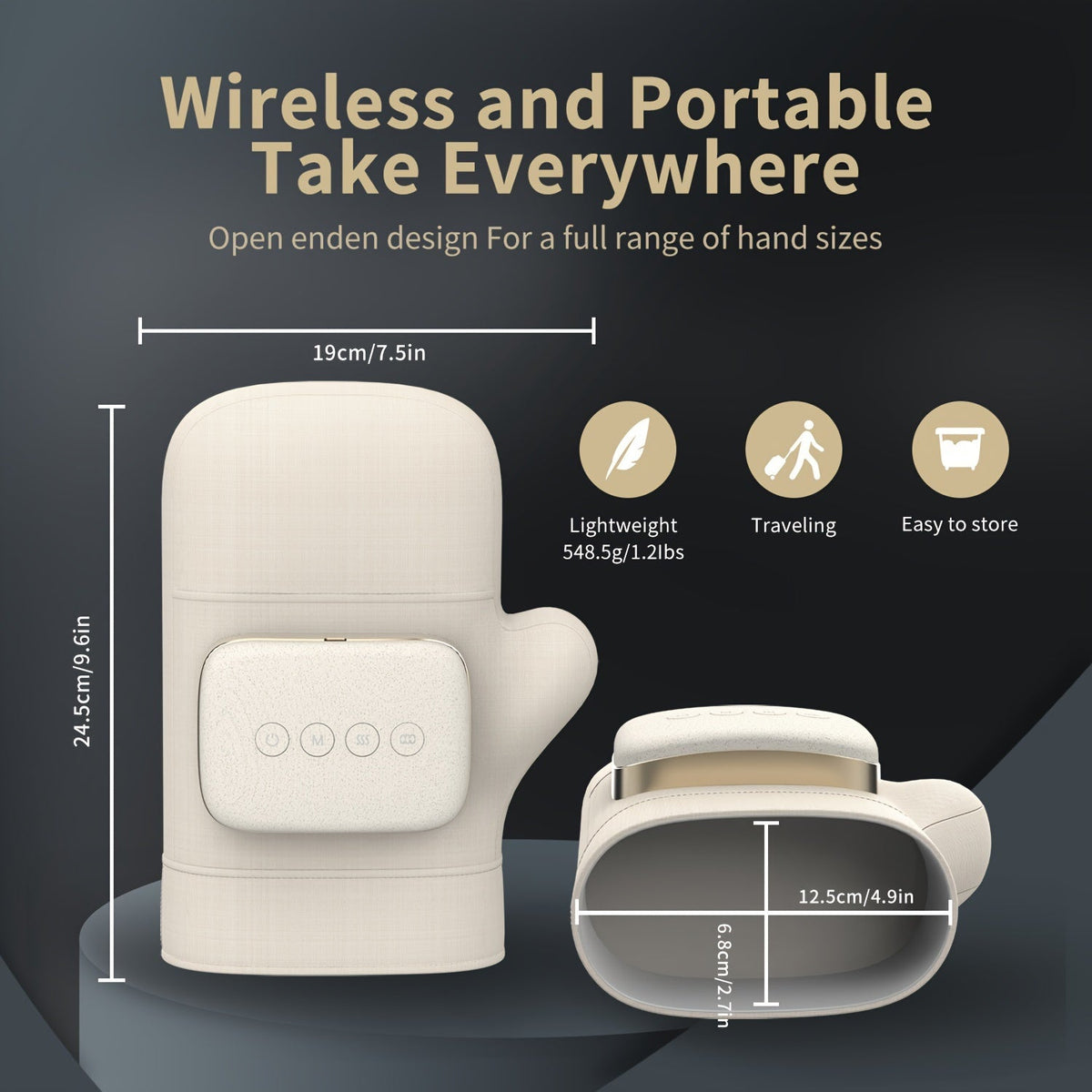 Wireless Electric Hand Massager with Compression & Kneading(White)