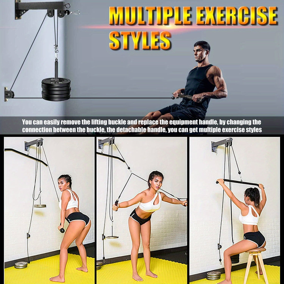 Wall Mounted Cable Pulley Gym System