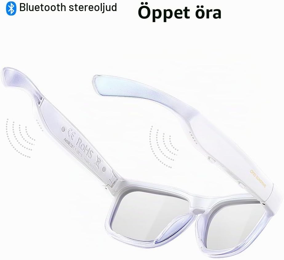 OhO smarta glasögon, polariserade solglasögon med Bluetooth-högtalare, atletisk/utomhus UV-skydd och röstkontroll, unisex