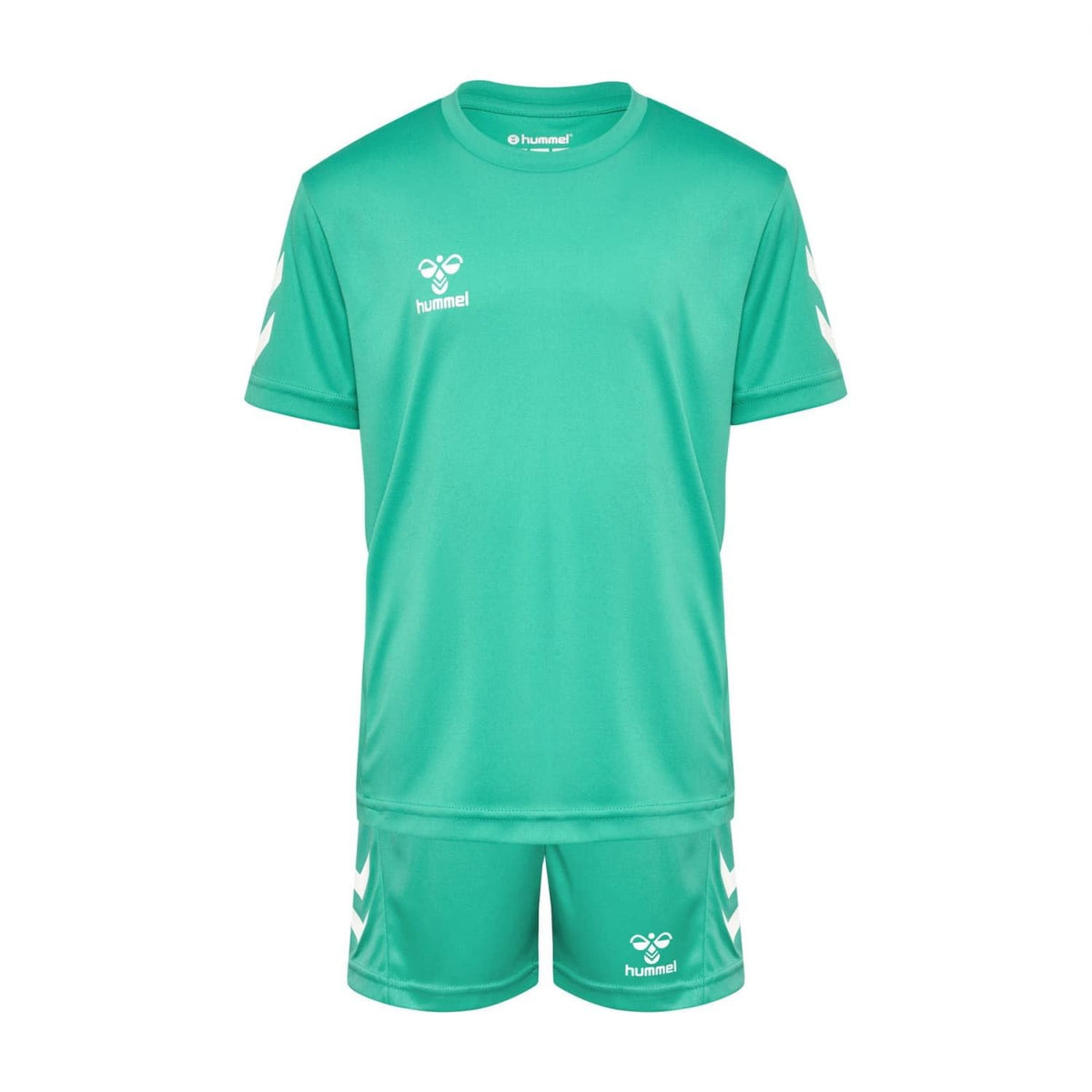 hummel Logo Set Trainingsanzug Kinder - Trikot - Sportanzug für Jungen und Mädchen - Training & Fußball Set mit Shorts und T-Shirt - aus 100% Polyester