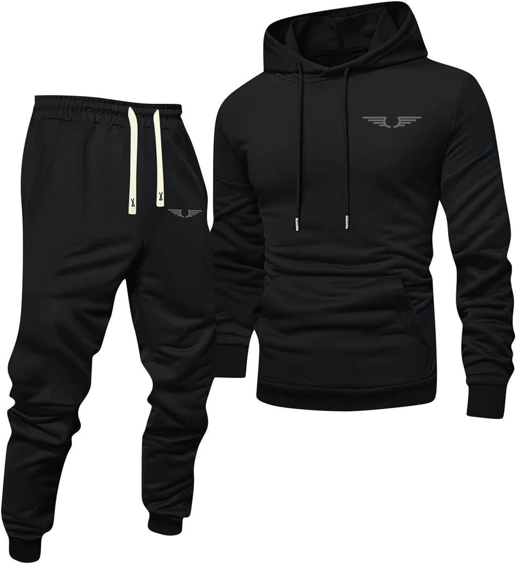 Jogginganzug Herren Frontprint Hoodie Beinprint 2 Teiler Sport Set Herren