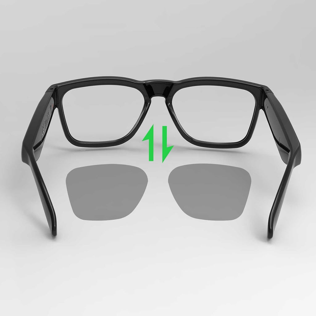 OhO smarta glasögon, polariserade solglasögon med Bluetooth-högtalare, atletisk/utomhus UV-skydd och röstkontroll, unisex