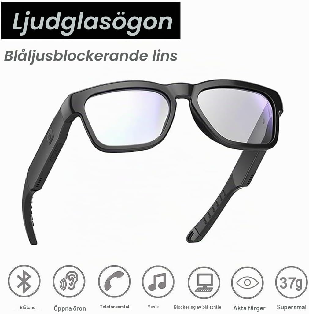 OhO smarta glasögon, polariserade solglasögon med Bluetooth-högtalare, atletisk/utomhus UV-skydd och röstkontroll, unisex