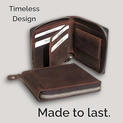 Cartera Zipper de Cuero Full Grain – Estilo Clásico –