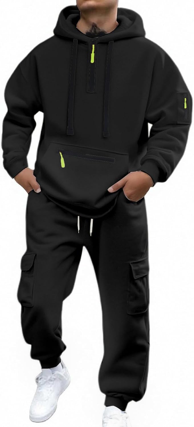 Trainingsanzug Herren Jogginganzug Tracksuit Activewear Für Winter Zuhause Freizeitanzug Fleece 2 Teiler Einfarbig Mit Sweatshirt Und Jogginghose Sportanzug Warm Weich Hausanzug Jogging Anzug Comfort