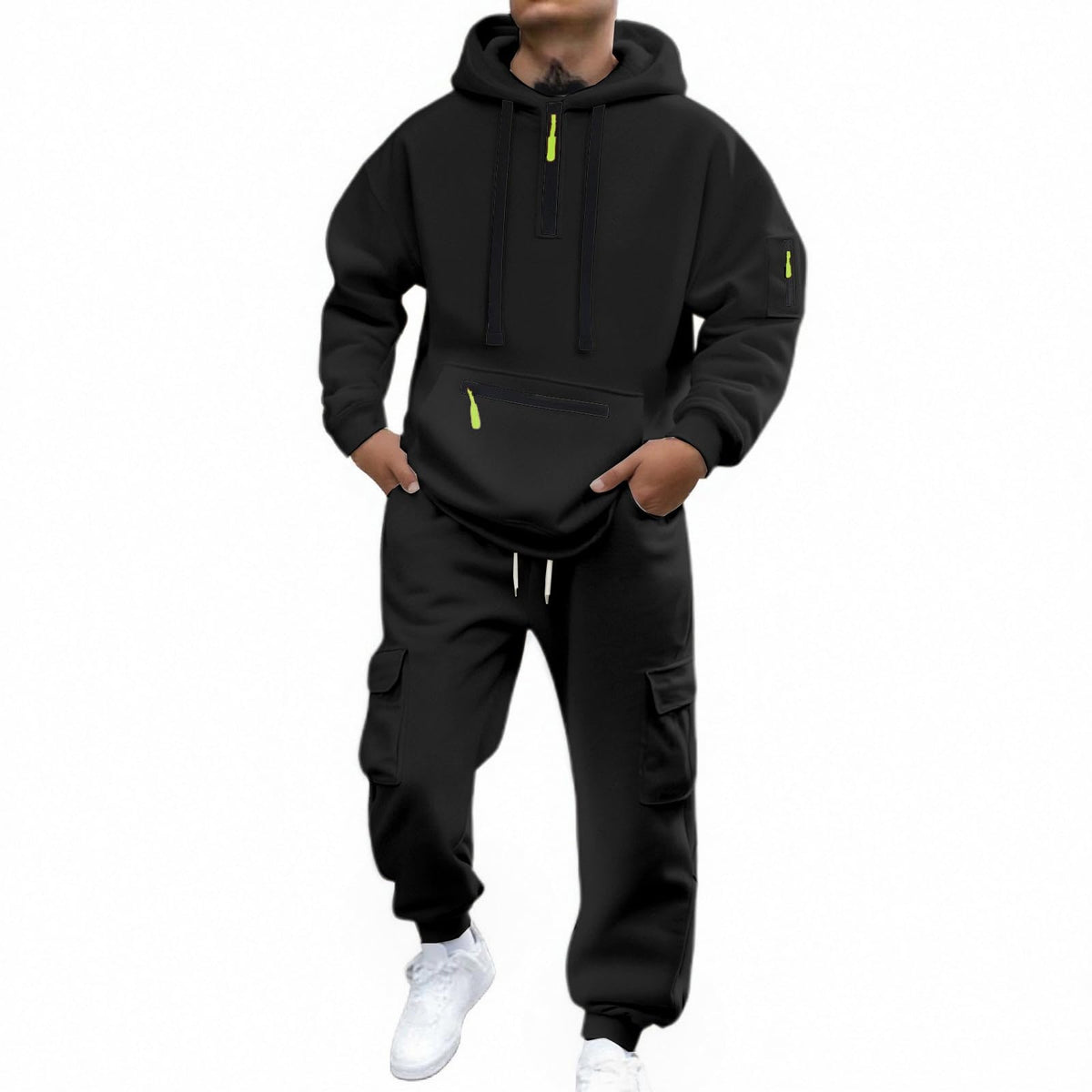Trainingsanzug Herren Jogginganzug Tracksuit Activewear Für Winter Zuhause Freizeitanzug Fleece 2 Teiler Einfarbig Mit Sweatshirt Und Jogginghose Sportanzug Warm Weich Hausanzug Jogging Anzug Comfort