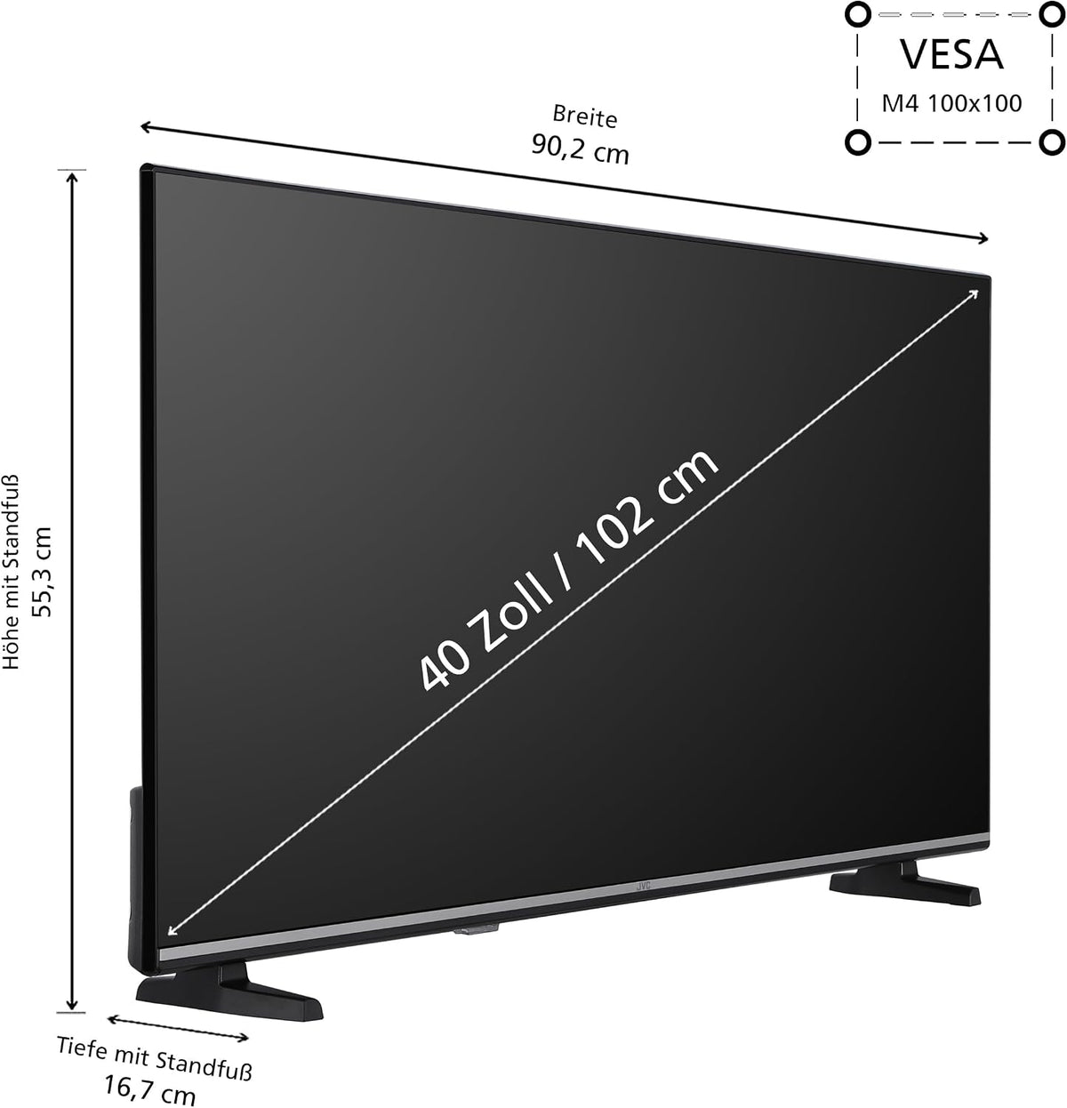 JVC VIDAA LT-40VDF2555 (2026) Smart TV, Full HD HDR, med 100 cm skärmdiagonal och inbyggd trippeltuner, LED-TV
