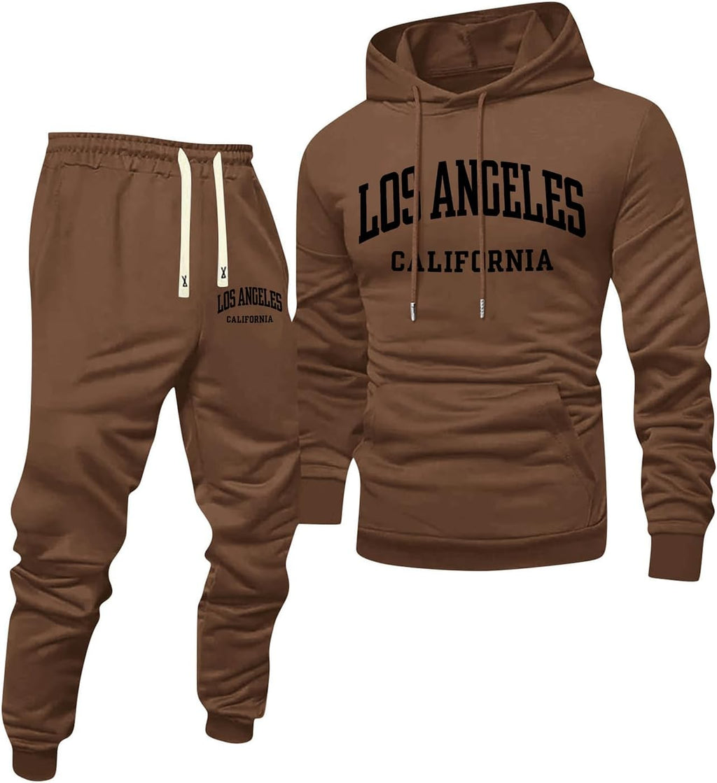 Jogginganzug Herren Frontprint Hoodie Beinprint 2 Teiler Sport Set Herren