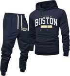 Jogginganzug Herren Frontprint Hoodie Beinprint 2 Teiler Sport Set Herren