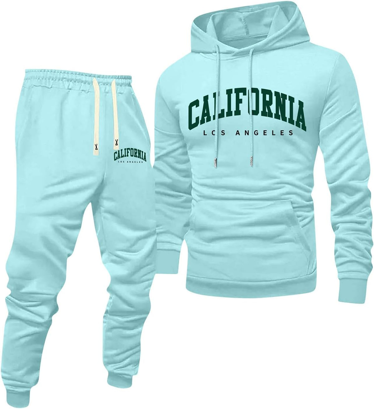 Jogginganzug Herren Frontprint Hoodie Beinprint 2 Teiler Sport Set Herren