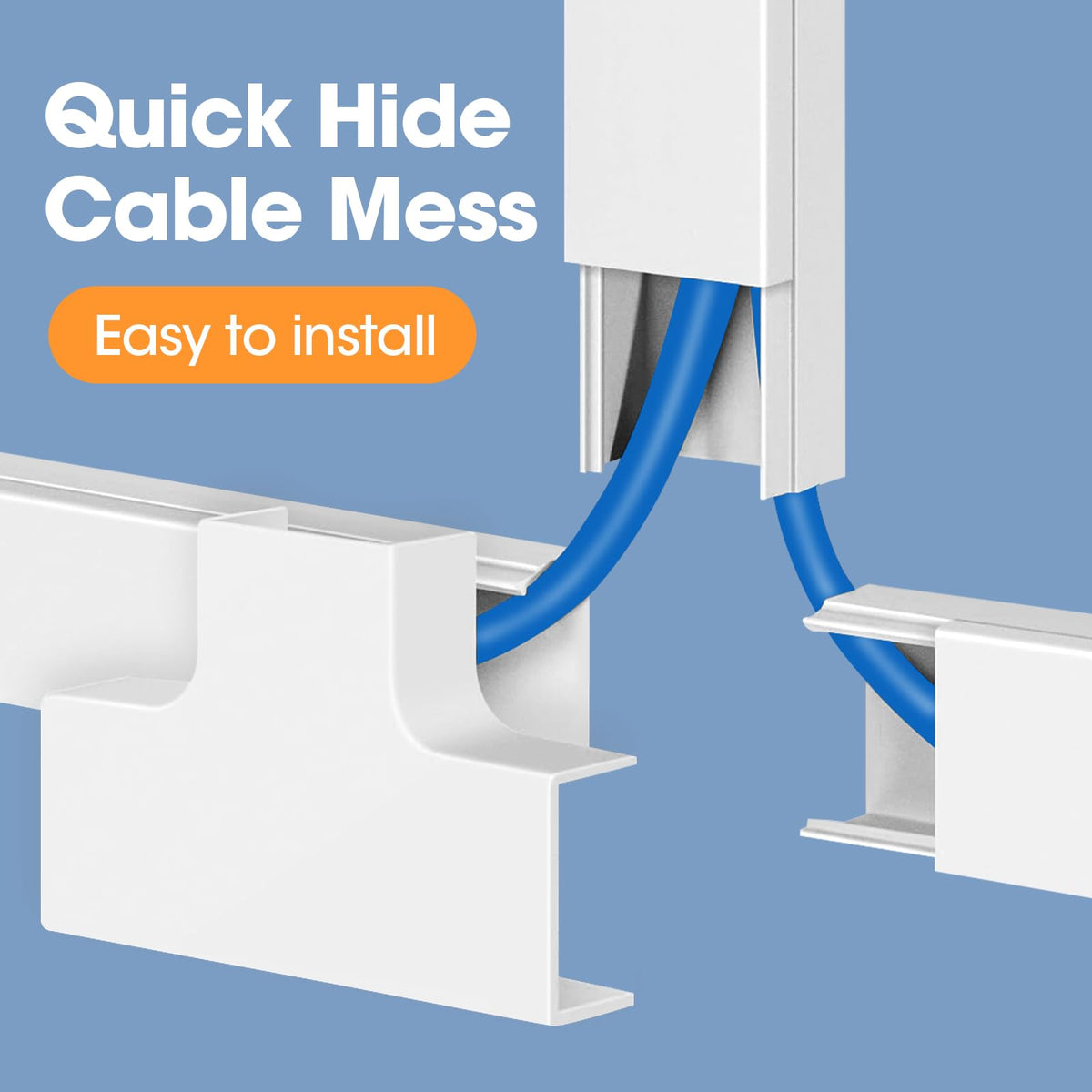 315in Cord Hider Kit, Paintable Cable Raceway, Cord Covers for Wires on Wall, Cord Hider for Wall Mount tv, tv Cable Hider Wall kit, Wire Covers for Cords, 20X L15.7in X W0.96in X H0.57in, White