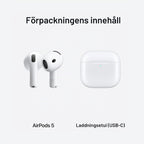 Apple AirPods 5 med trådlöst laddningsetui, trådlösa öronsnäckor