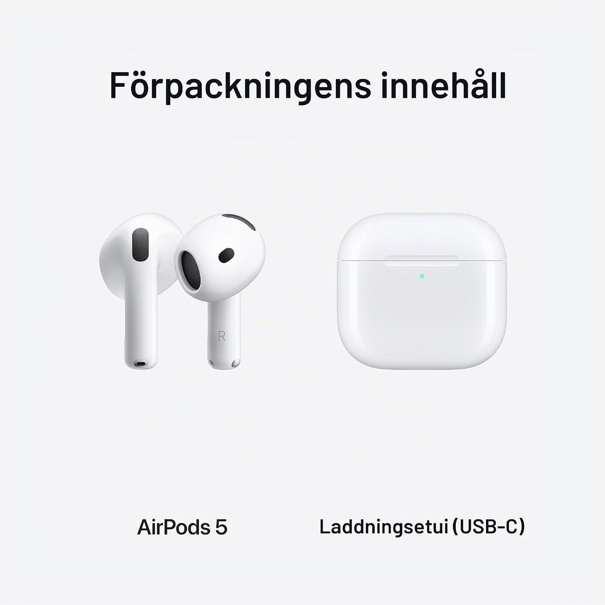 Apple AirPods 5 med trådlöst laddningsetui, trådlösa öronsnäckor