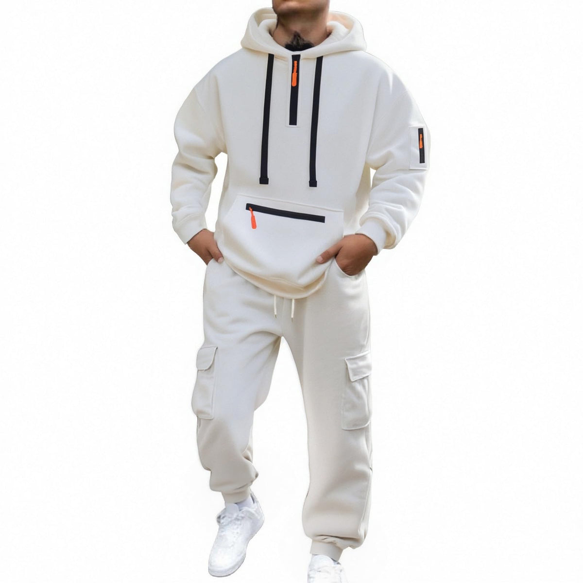 Trainingsanzug Herren Jogginganzug Tracksuit Activewear Für Winter Zuhause Freizeitanzug Fleece 2 Teiler Einfarbig Mit Sweatshirt Und Jogginghose Sportanzug Warm Weich Hausanzug Jogging Anzug Comfort