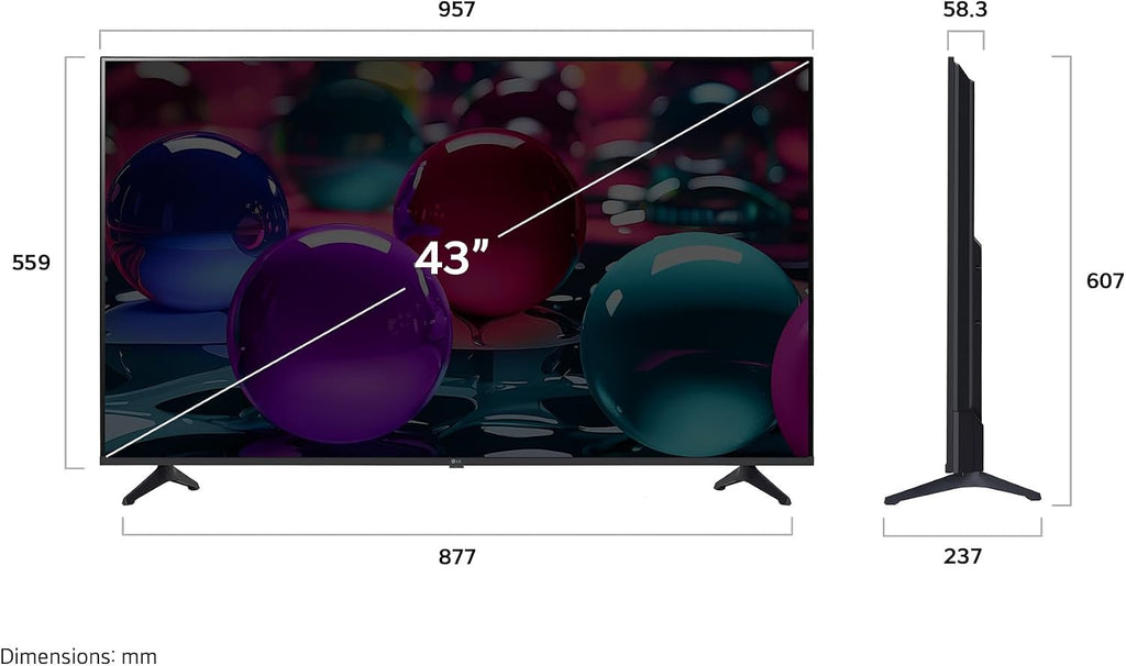 LG 43UA73006LA - TV 43", UHD 4K, WebOS 25, Ultimate IA, HDR10 Pro, Super Upscaling, Dolby Digital Plus, Google Assistant, Svart