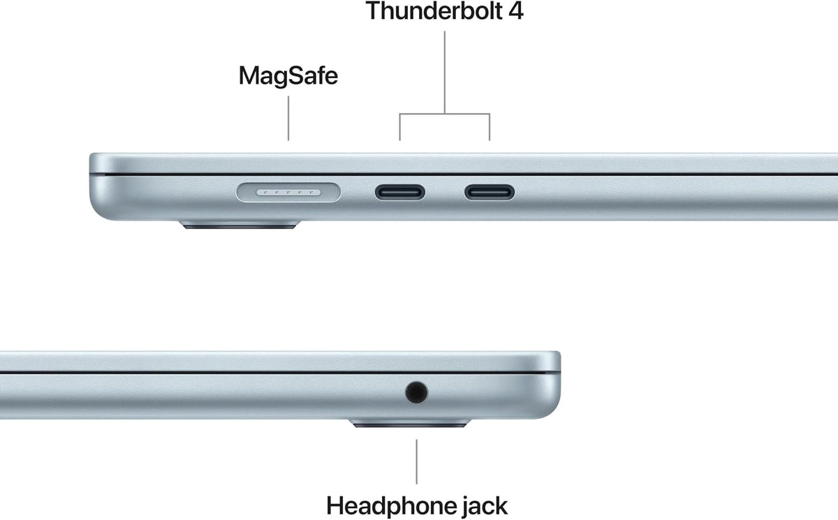 Apple MacBook Air 15,3-tum med M5-chip: Byggd för AI, Liquid Retina-skärm, 16GB enhetligt minne, 512GB SSD, 12 MP Center Stage-kamera, Touch ID, wifi 7, himmelsblå