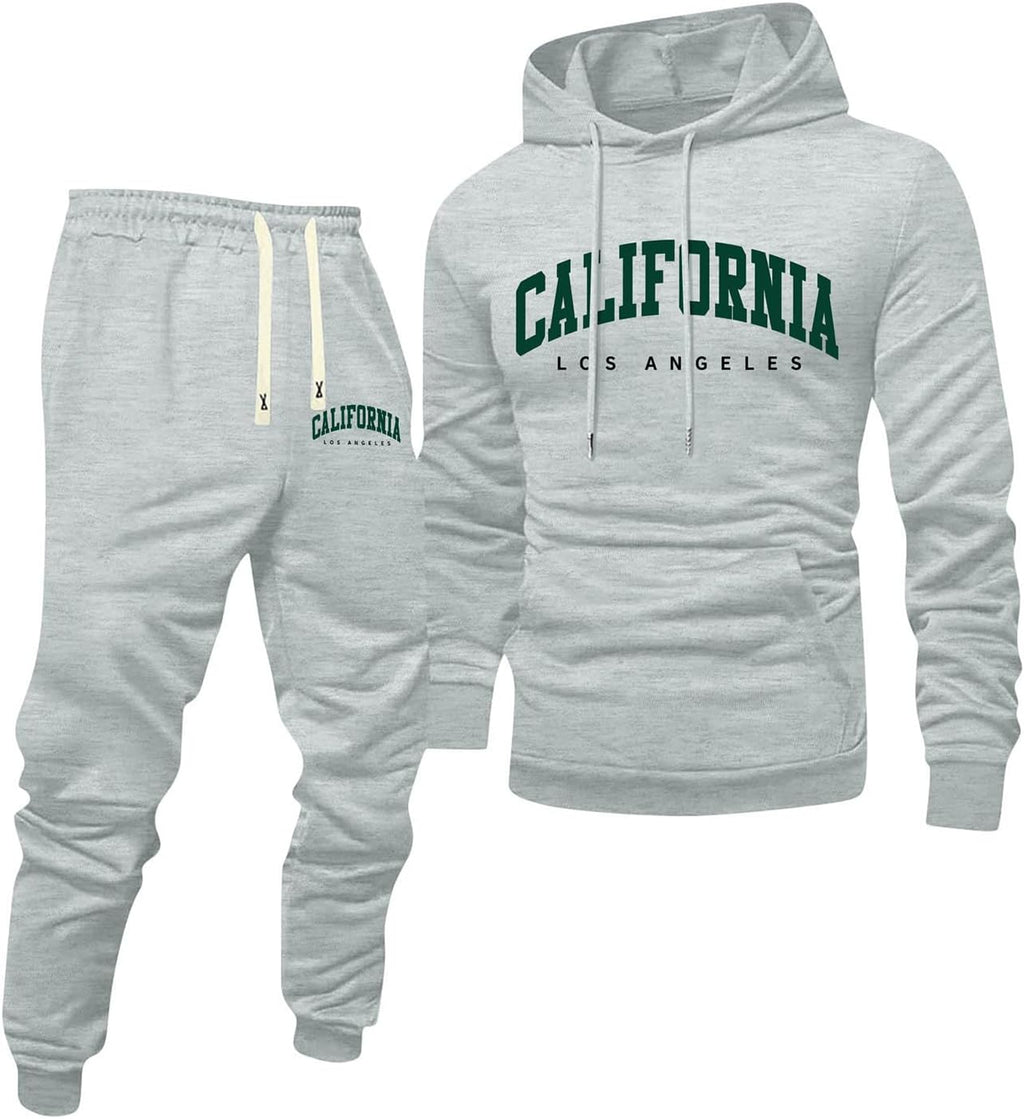 Jogginganzug Herren Frontprint Hoodie Beinprint 2 Teiler Sport Set Herren