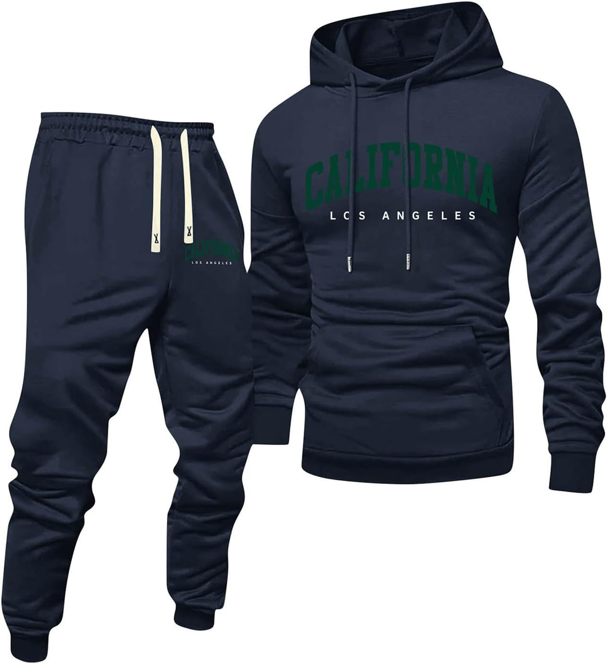 Jogginganzug Herren Frontprint Hoodie Beinprint 2 Teiler Sport Set Herren