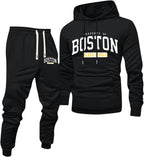 Jogginganzug Herren Frontprint Hoodie Beinprint 2 Teiler Sport Set Herren