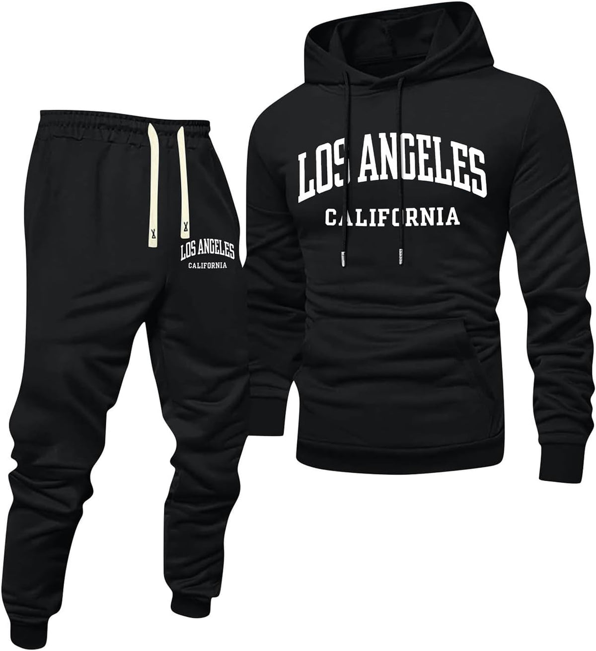 Jogginganzug Herren Frontprint Hoodie Beinprint 2 Teiler Sport Set Herren