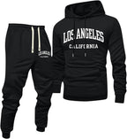 Jogginganzug Herren Frontprint Hoodie Beinprint 2 Teiler Sport Set Herren
