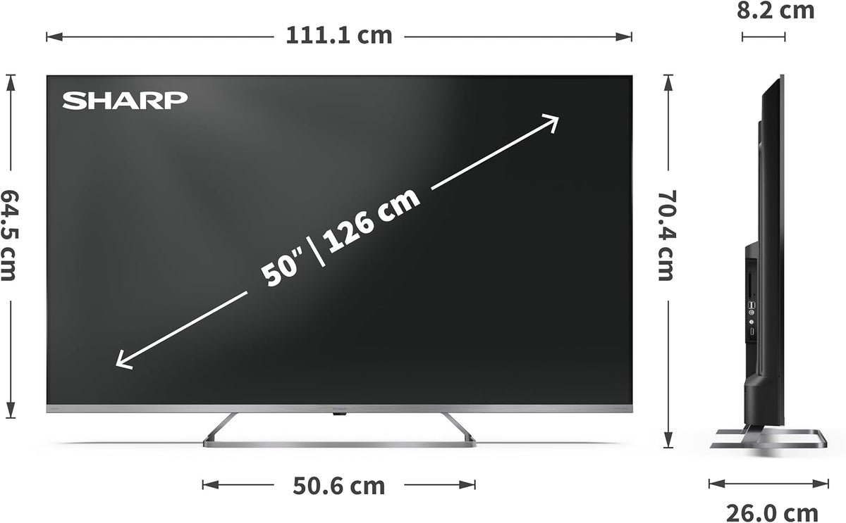 SHARP Smart TV 50 tum 4K Ultra HD Mini LED QLED Harman Kardon HDMI eARC Dolby Vision Dolby Atmos 50JP7365E
