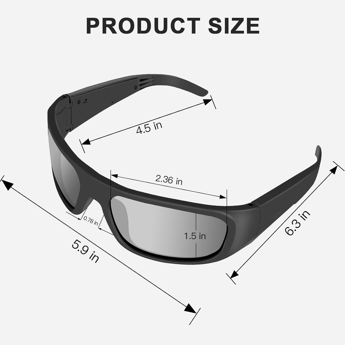 OhO smarta glasögon, polariserade solglasögon med Bluetooth-högtalare, atletisk/utomhus UV-skydd och röstkontroll, unisex