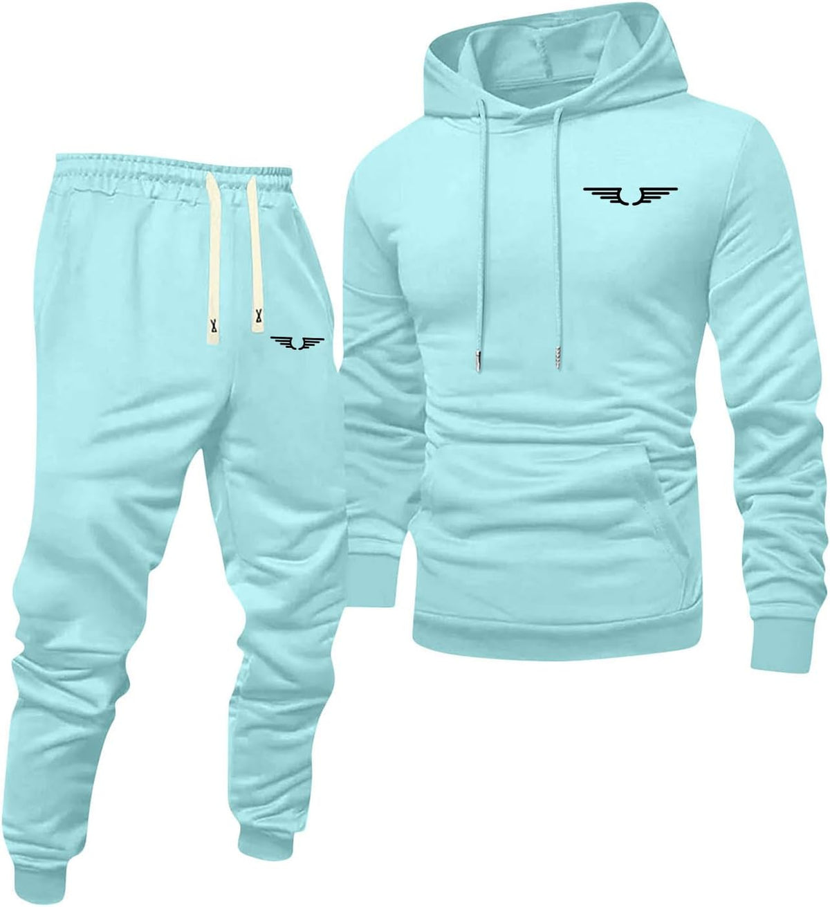 Jogginganzug Herren Frontprint Hoodie Beinprint 2 Teiler Sport Set Herren