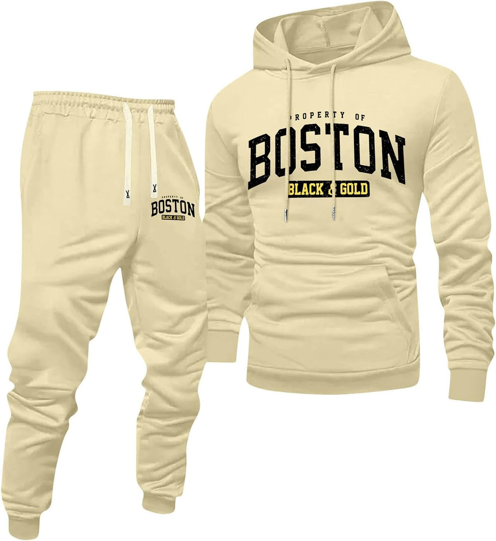 Jogginganzug Herren Frontprint Hoodie Beinprint 2 Teiler Sport Set Herren