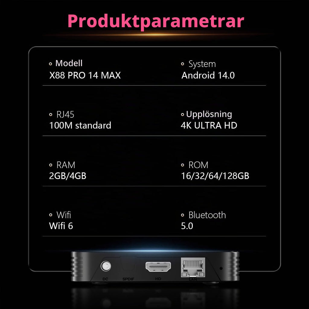 PRO14 MAX 4K Ultra HD Android 14.0 TV-box RK3528 4 GB RAM 64 GB ROM
