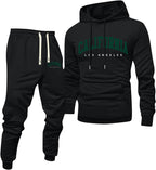 Jogginganzug Herren Frontprint Hoodie Beinprint 2 Teiler Sport Set Herren