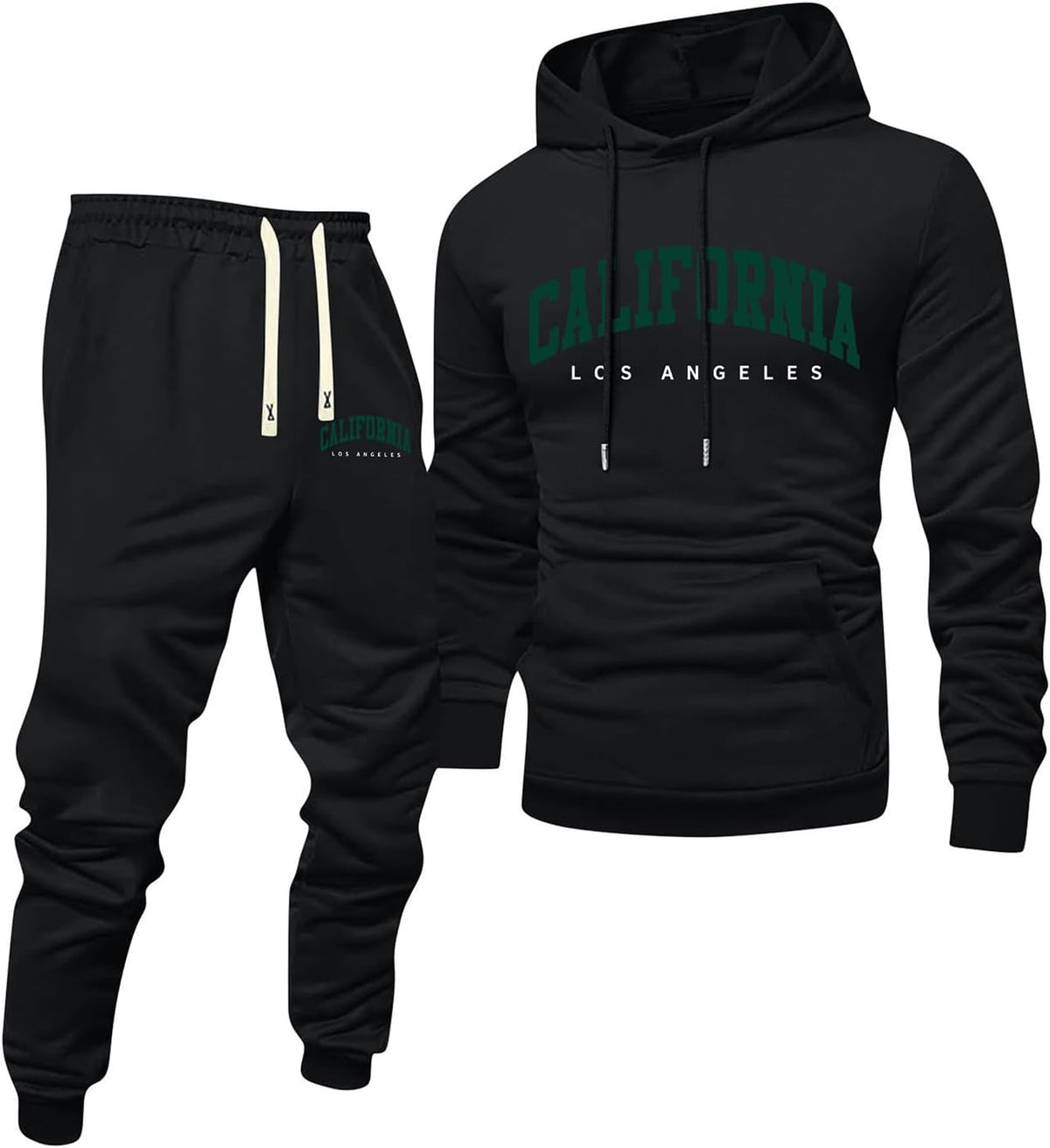 Jogginganzug Herren Frontprint Hoodie Beinprint 2 Teiler Sport Set Herren