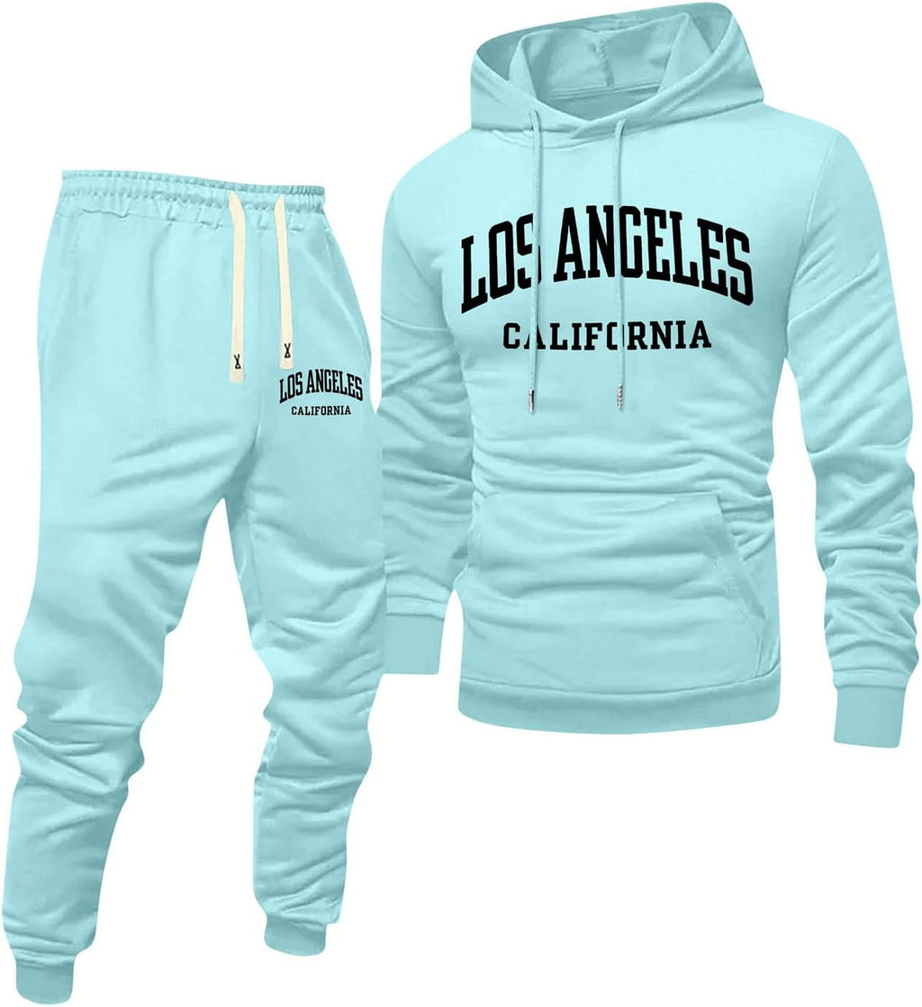 Jogginganzug Herren Frontprint Hoodie Beinprint 2 Teiler Sport Set Herren