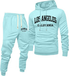 Jogginganzug Herren Frontprint Hoodie Beinprint 2 Teiler Sport Set Herren