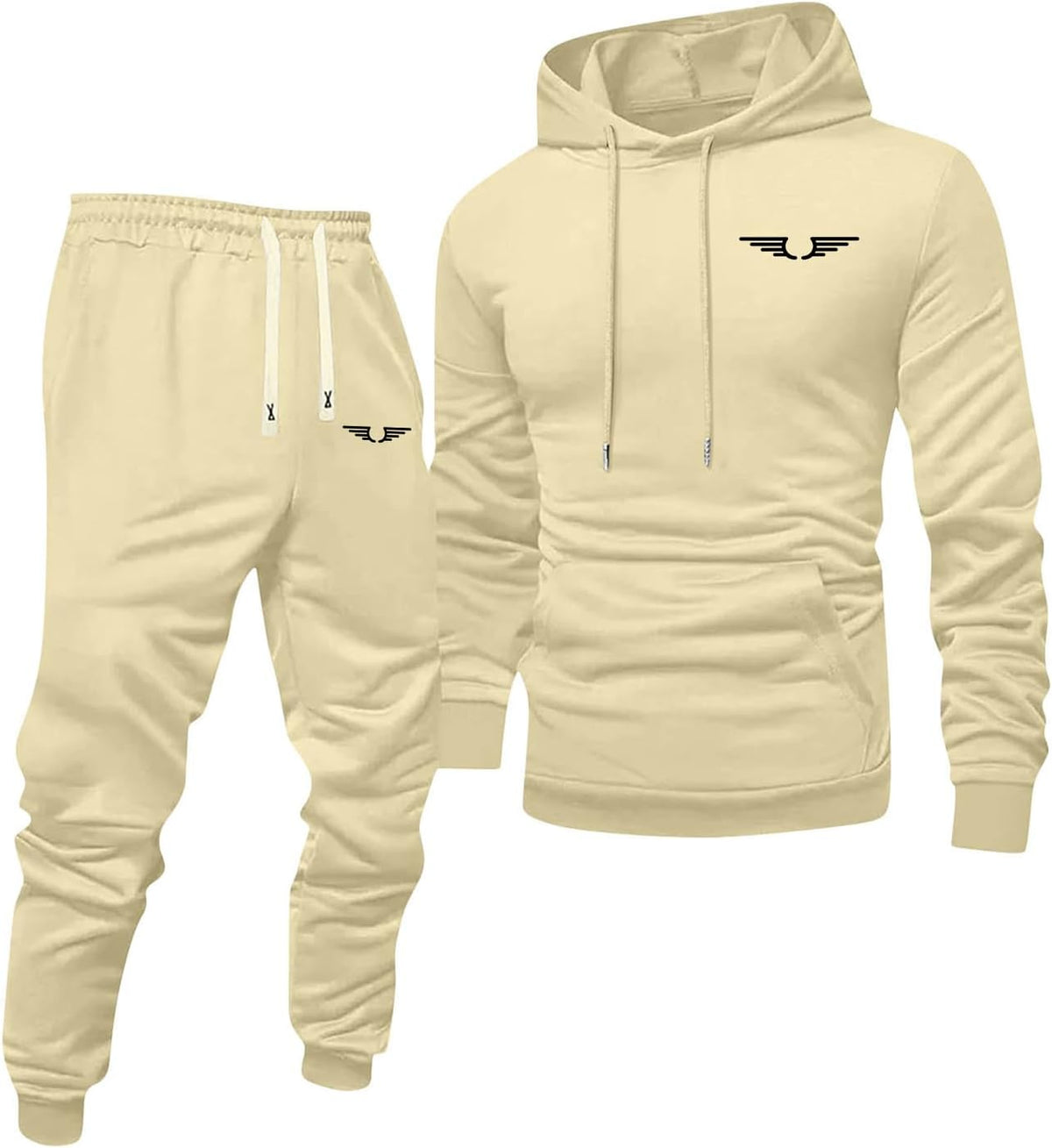 Jogginganzug Herren Frontprint Hoodie Beinprint 2 Teiler Sport Set Herren