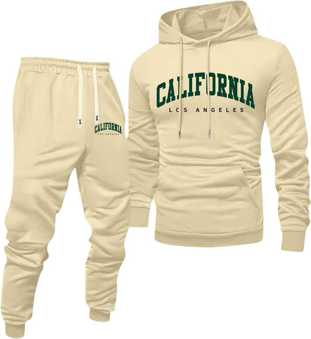 Jogginganzug Herren Frontprint Hoodie Beinprint 2 Teiler Sport Set Herren