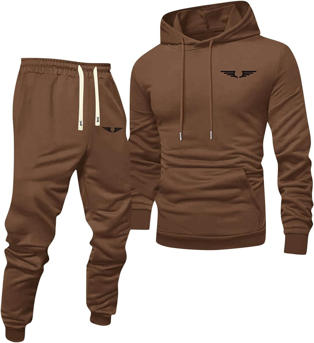 Jogginganzug Herren Frontprint Hoodie Beinprint 2 Teiler Sport Set Herren