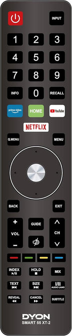 DYON Smart 40 VX-2 Full HD-TV, trippel HD-mottagare (DVB-C/-S2/-T2), App Store, Prime Video, Netflix, YouTube, DAZN, Disney+, svart