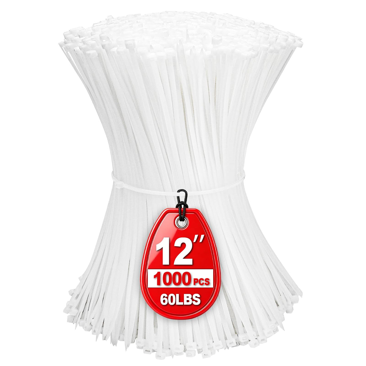 Black Zip Ties Assorted Sizes 4+6+8+10+12-Inch，600PCS Multi-Purpose Self-Locking Nylon Cable Tie,Wire Tie Perfect for Home,Garden Trellis,Office,Garage and Workshop.