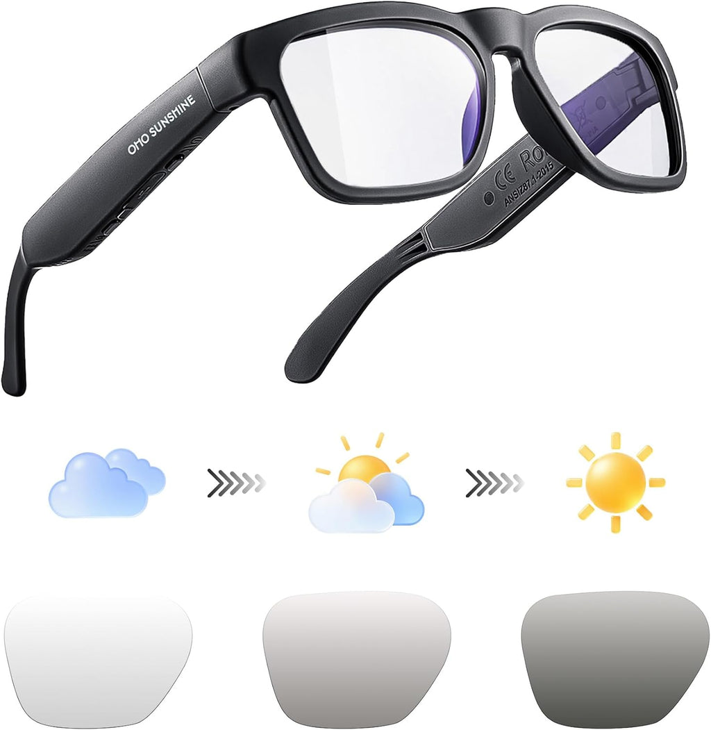 OhO smarta glasögon, polariserade solglasögon med Bluetooth-högtalare, atletisk/utomhus UV-skydd och röstkontroll, unisex