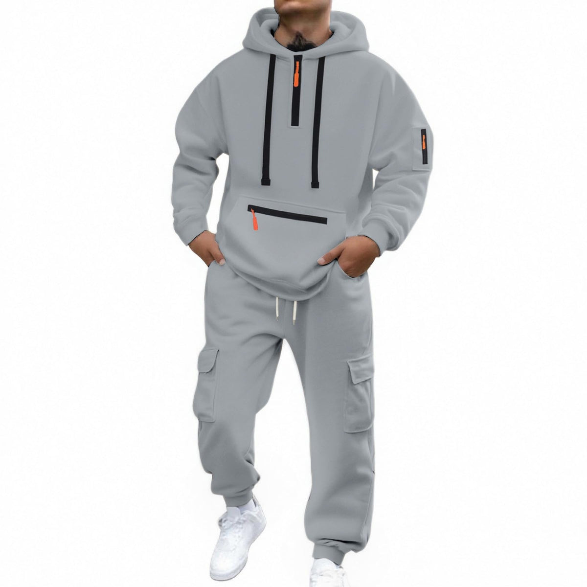Trainingsanzug Herren Jogginganzug Tracksuit Activewear Für Winter Zuhause Freizeitanzug Fleece 2 Teiler Einfarbig Mit Sweatshirt Und Jogginghose Sportanzug Warm Weich Hausanzug Jogging Anzug Comfort