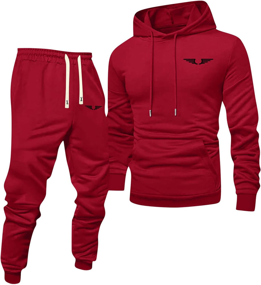 Jogginganzug Herren Frontprint Hoodie Beinprint 2 Teiler Sport Set Herren