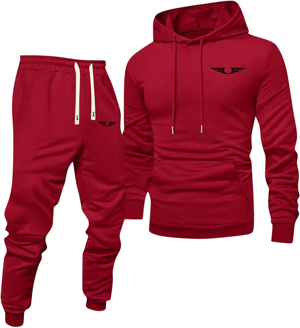 Jogginganzug Herren Frontprint Hoodie Beinprint 2 Teiler Sport Set Herren
