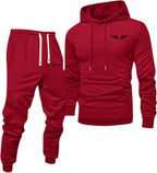 Jogginganzug Herren Frontprint Hoodie Beinprint 2 Teiler Sport Set Herren