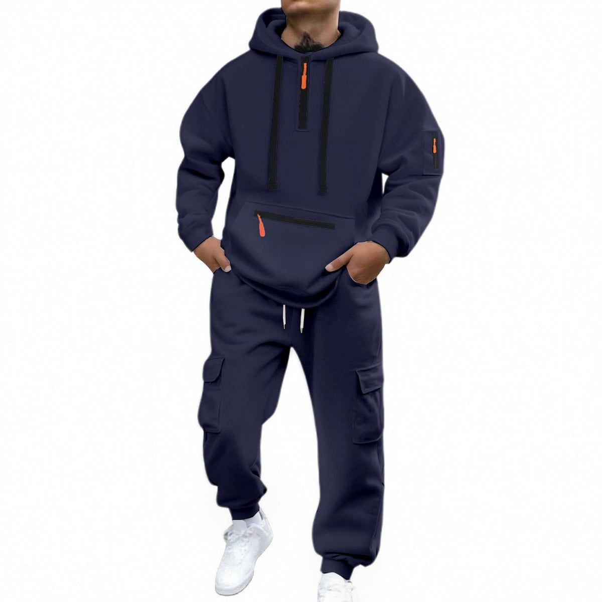 Trainingsanzug Herren Jogginganzug Tracksuit Activewear Für Winter Zuhause Freizeitanzug Fleece 2 Teiler Einfarbig Mit Sweatshirt Und Jogginghose Sportanzug Warm Weich Hausanzug Jogging Anzug Comfort